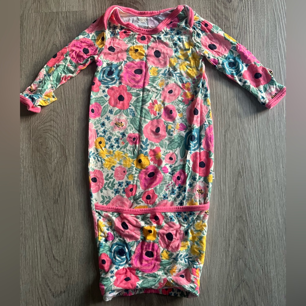 Little Sleepies Floral Baby Nightgown - Size Newborn